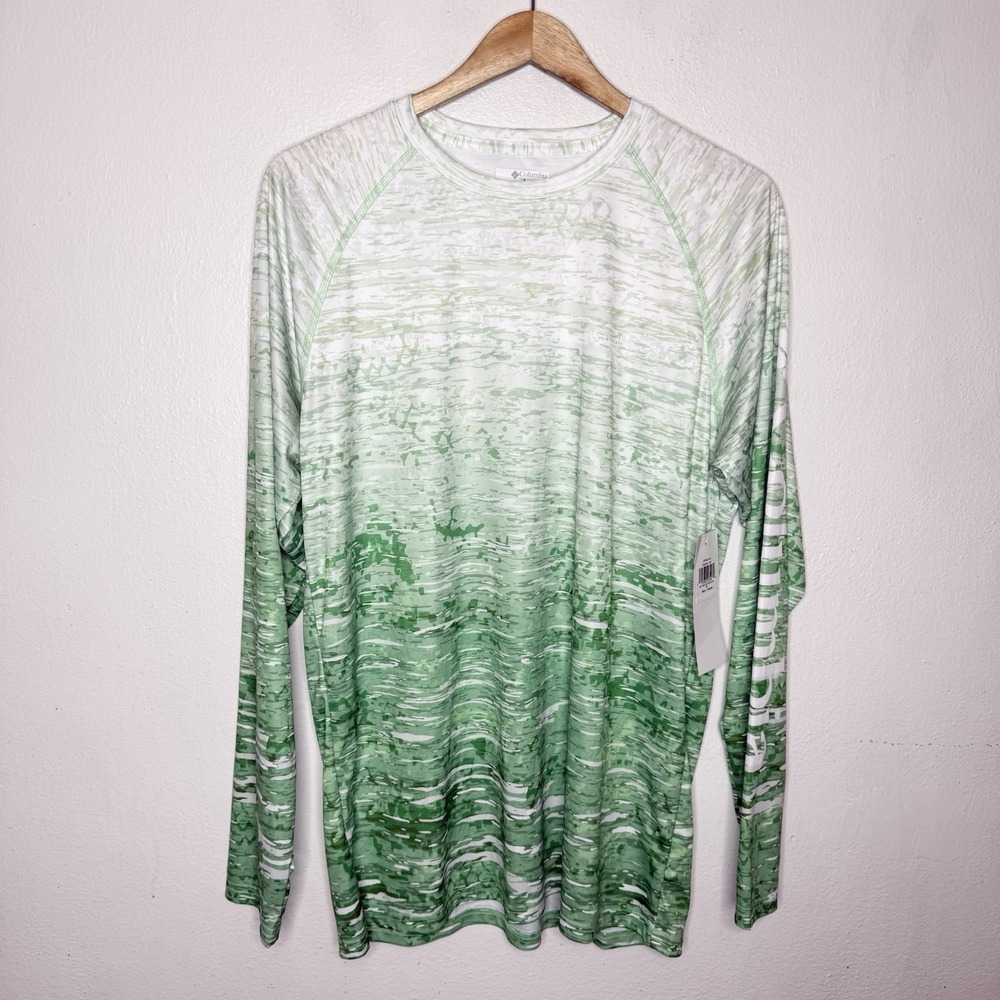 New Columbia PFG Super Terminal Tackle Long Sleeve Green Shirt Men's Medium